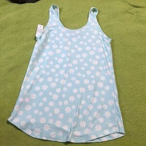Floral Tank Top in Light Blue and White